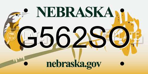 G562SO Nebraska License Plate