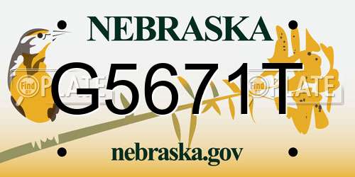 G5671T Nebraska License Plate