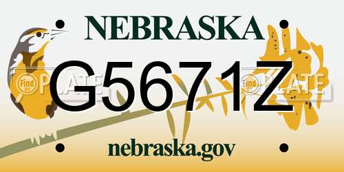 G5671Z Nebraska License Plate