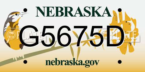 G5675D Nebraska License Plate