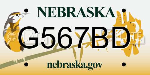 G567BD Nebraska License Plate