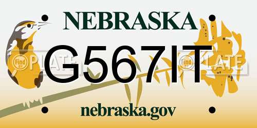 G567IT Nebraska License Plate