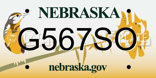 G567SO Nebraska License Plate