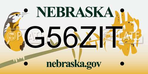 G56ZIT Nebraska License Plate