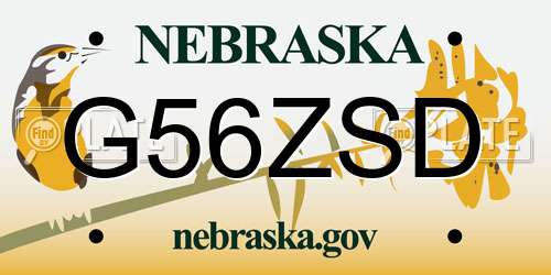 G56ZSD Nebraska License Plate