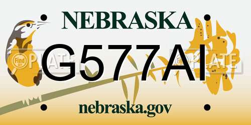 G577AI Nebraska License Plate