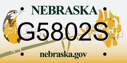 G5802S Nebraska License Plate