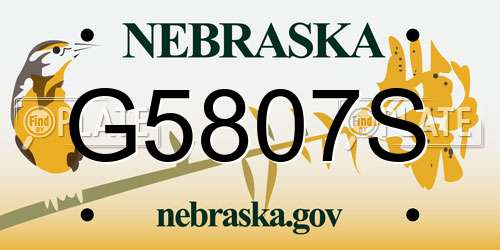 G5807S Nebraska License Plate
