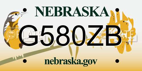 G580ZB Nebraska License Plate