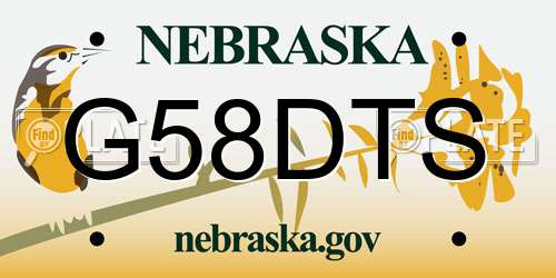 G58DTS Nebraska License Plate