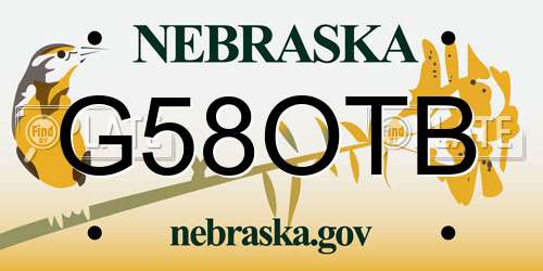 G58OTB Nebraska License Plate