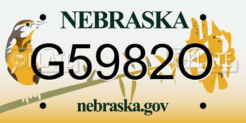 G5982O Nebraska License Plate