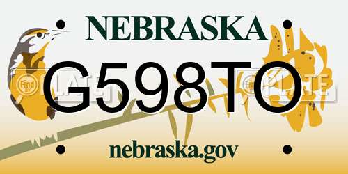 G598TO Nebraska License Plate