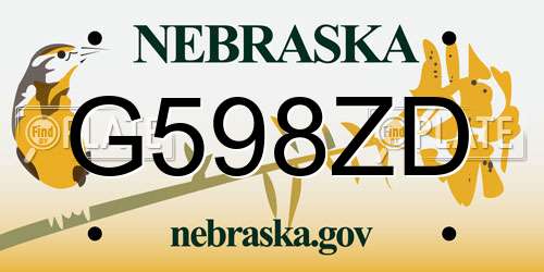 G598ZD Nebraska License Plate