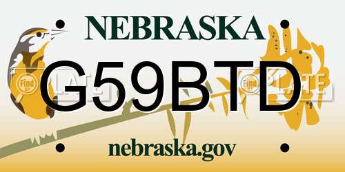 G59BTD Nebraska License Plate