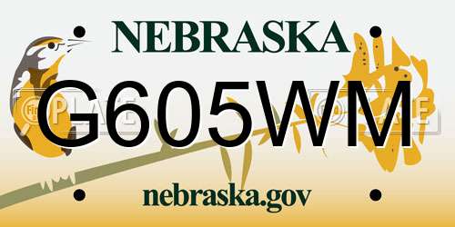 G605WM Nebraska License Plate