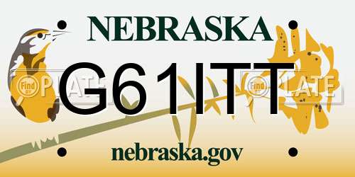 G61ITT Nebraska License Plate
