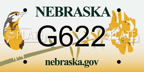 G622 Nebraska License Plate