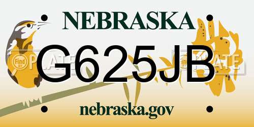 G625JB Nebraska License Plate