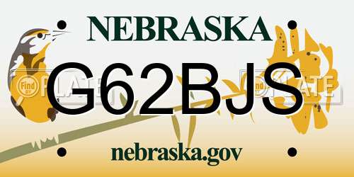 G62BJS Nebraska License Plate