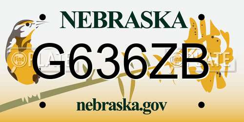 G636ZB Nebraska License Plate