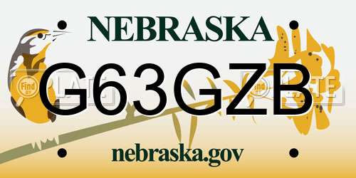 G63GZB Nebraska License Plate