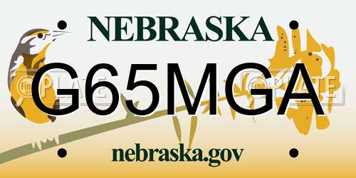 G65MGA Nebraska License Plate