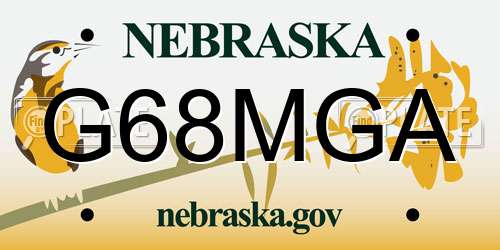G68MGA Nebraska License Plate