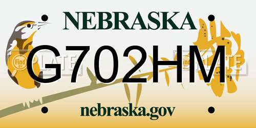 G702HM Nebraska License Plate