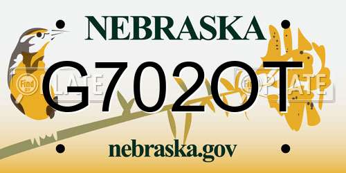 G702OT Nebraska License Plate