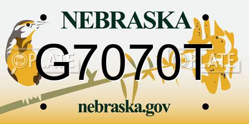 G7070T Nebraska License Plate