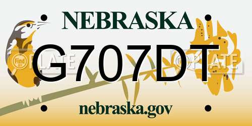 G707DT Nebraska License Plate