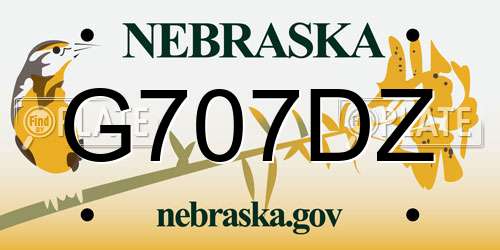 G707DZ Nebraska License Plate