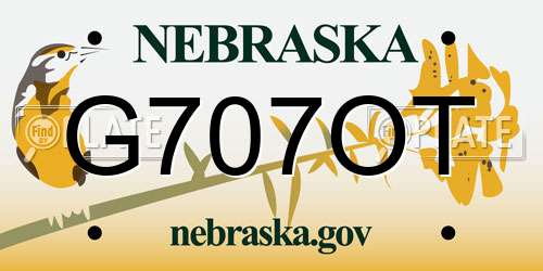 G707OT Nebraska License Plate