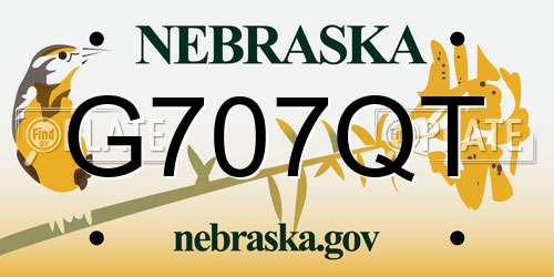 G707QT Nebraska License Plate