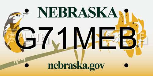 G71MEB Nebraska License Plate