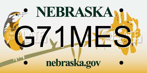 G71MES Nebraska License Plate