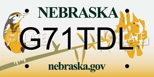 G71TDL Nebraska License Plate