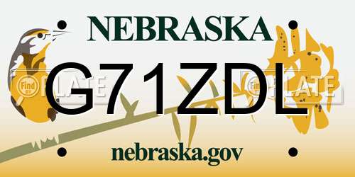 G71ZDL Nebraska License Plate