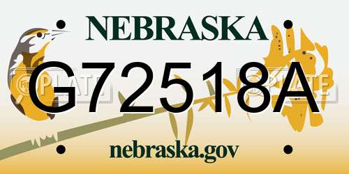 G72518A Nebraska License Plate