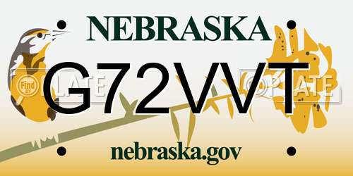 G72VVT Nebraska License Plate