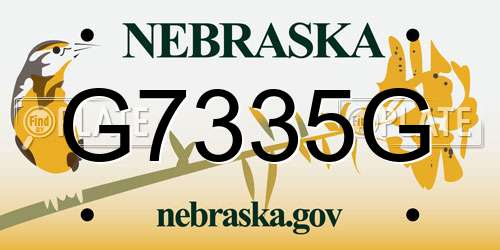 G7335G Nebraska License Plate