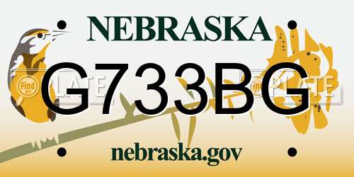 G733BG Nebraska License Plate