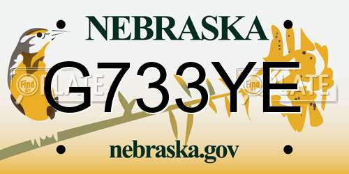 G733YE Nebraska License Plate