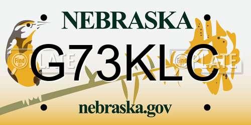 G73KLC Nebraska License Plate