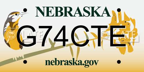 G74CTE Nebraska License Plate
