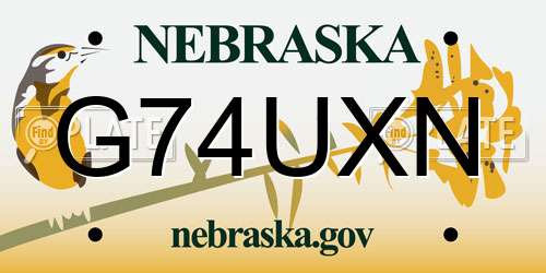 G74UXN Nebraska License Plate