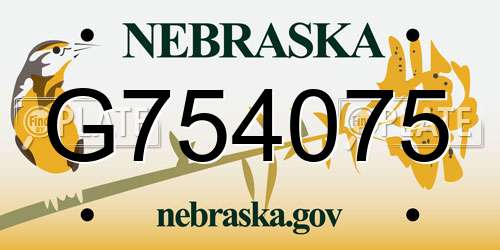 G754075 Nebraska License Plate