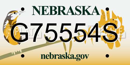 G75554S Nebraska License Plate