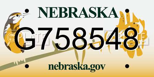 G758548 Nebraska License Plate